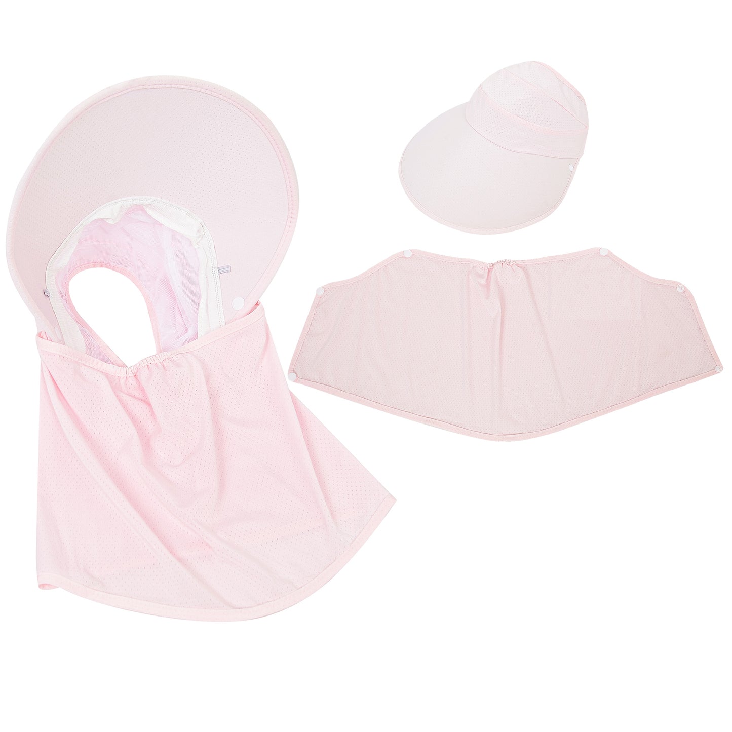 Womens Detachable Face Cover Sun Visor Cap UV Protection Mesh Panel Design with Extra Wide Brim