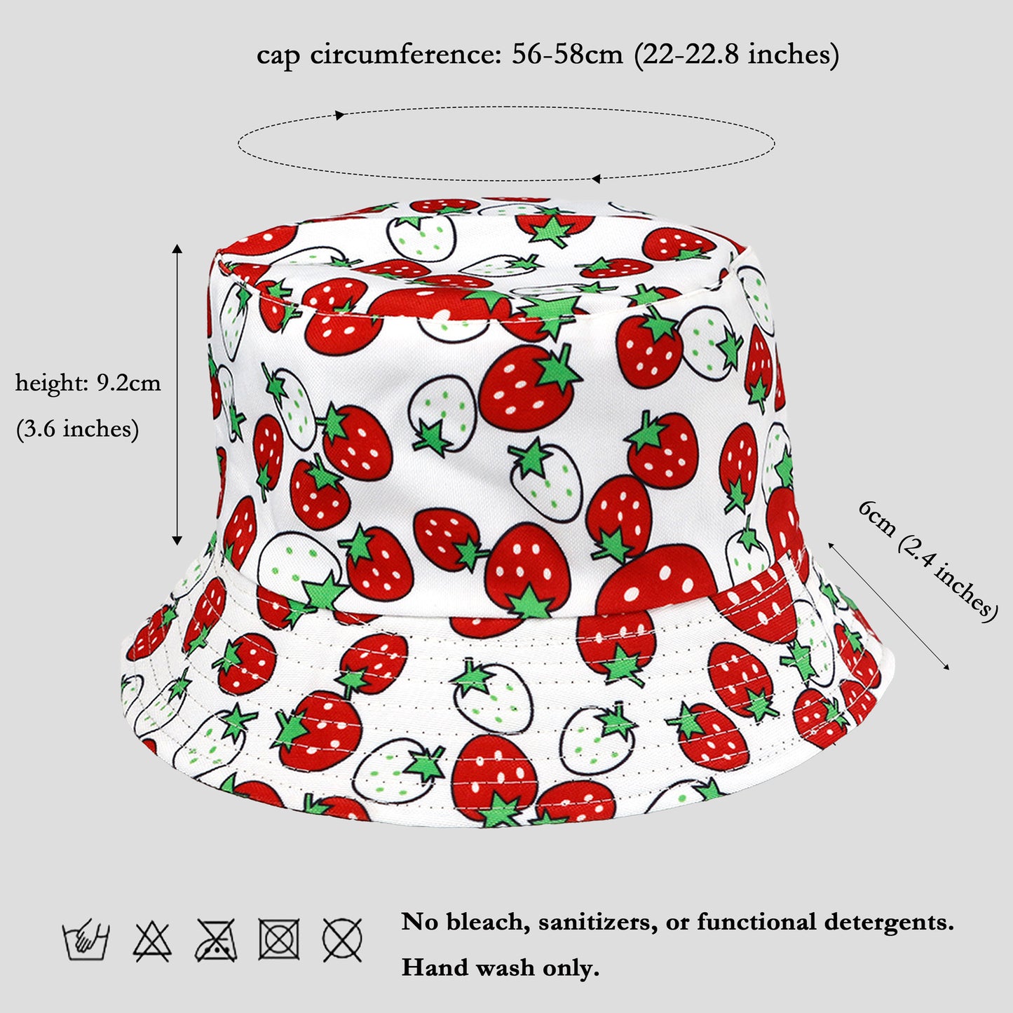 Women's Reversible Bucket Hat Stylish Fruit Printing Sun Protection