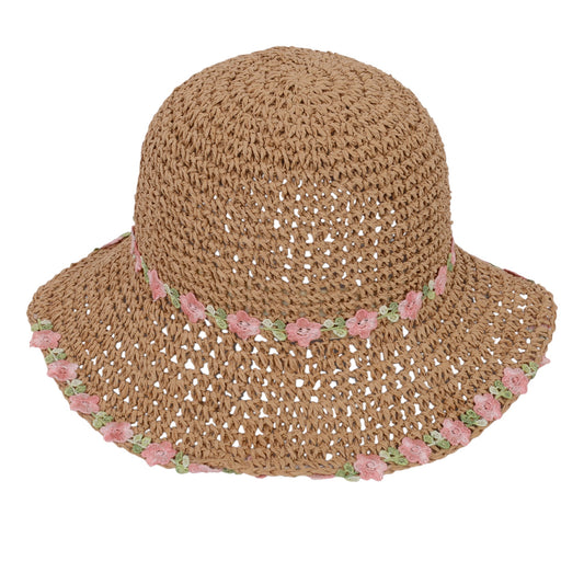 Women's Flower Embellishments Sun Hats Charming Crocheted Straw