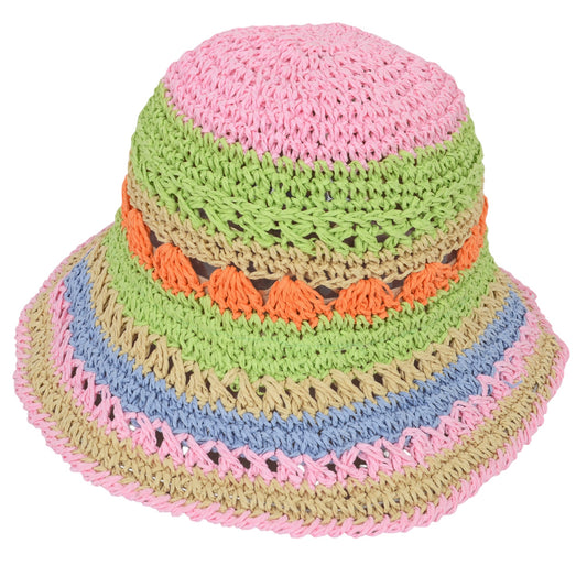 Women's Vibrant Multicolored Crochet Bucket Hat