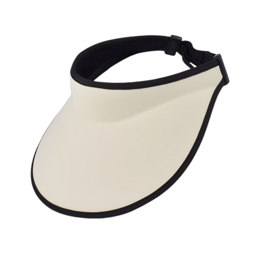 Women's Wide Brim Sun Visor Hat with Contrast Trim and Adjustable Back Strap