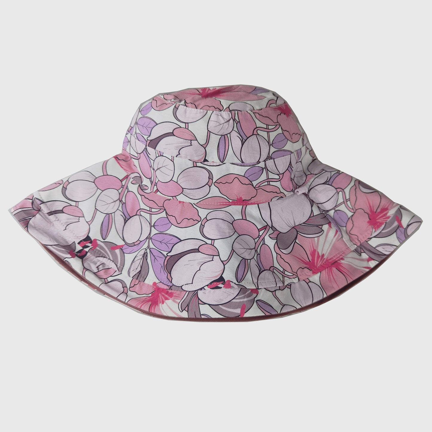 2-in-1 Women's Floral & Solid Double-Sided Bucket Hat for Outdoor