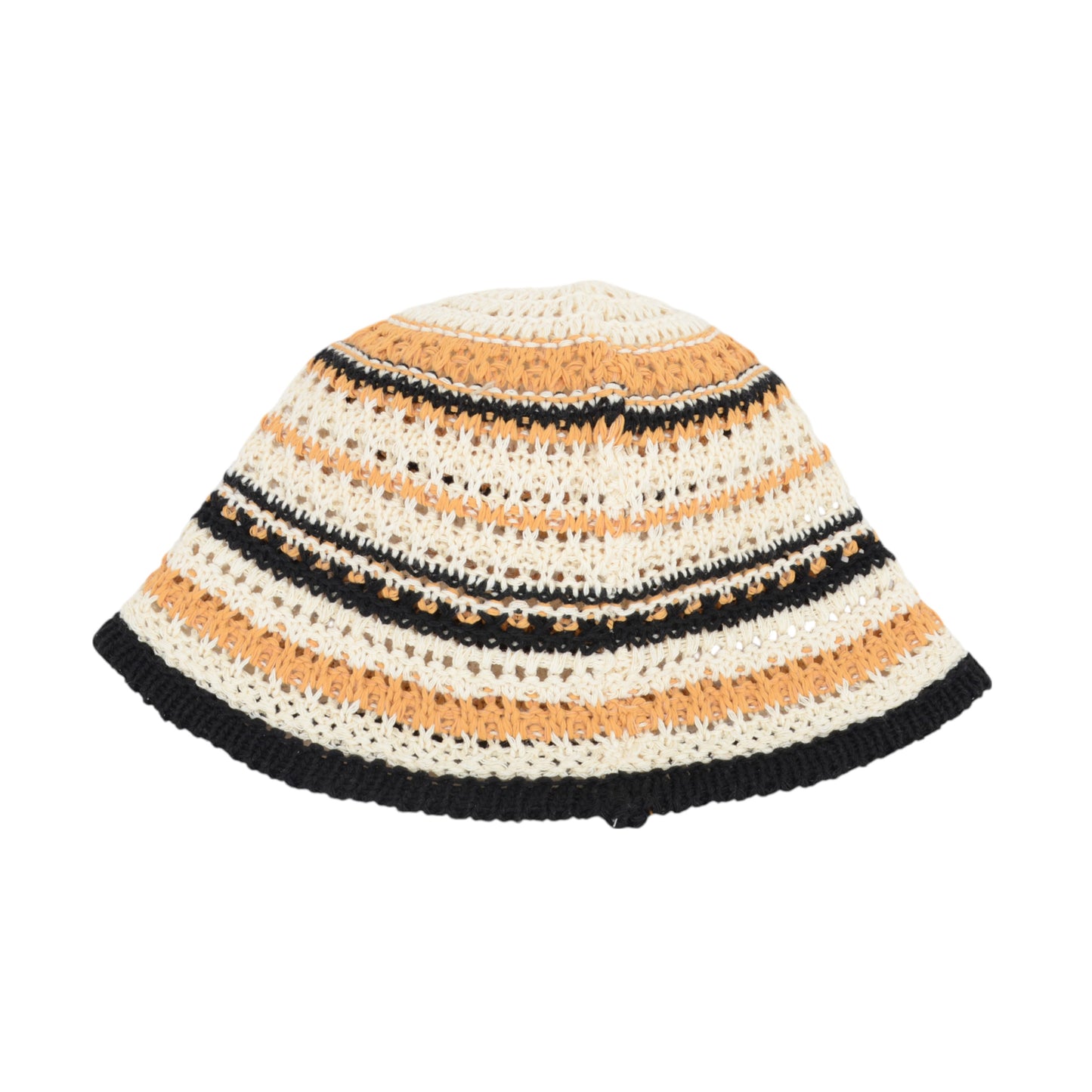 Women's Multicolor Striped Crochet Bucket Hat Lightweight Summer Accessory