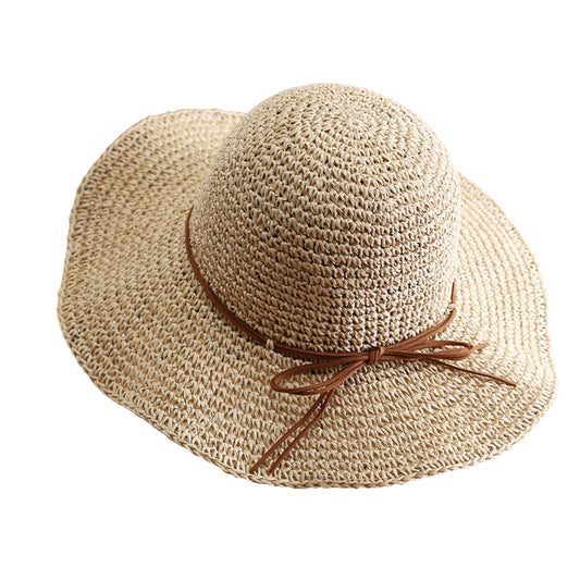 Wide - Brim Straw Sun Hat with Leather Tie