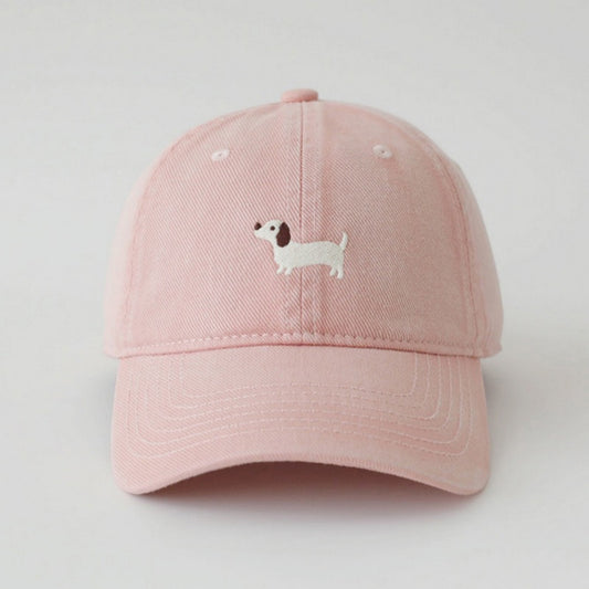 Embroidered Sausage Dog Baseball Cap with Curved Brim and Adjustable Strap