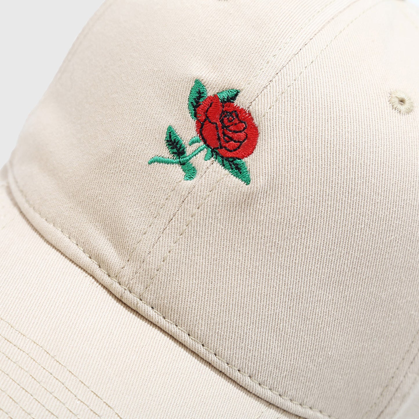 Baseball Cap with Rose Embroidery