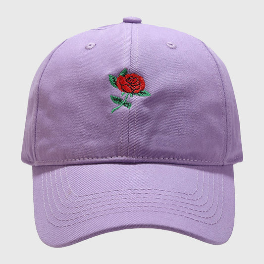 Baseball Cap with Rose Embroidery