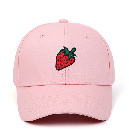 Strawberry Embroidered Adjustable Baseball Cap