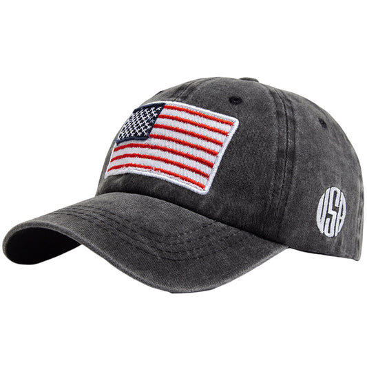 Unisex Vintage Baseball Cap with USA Flag Patch