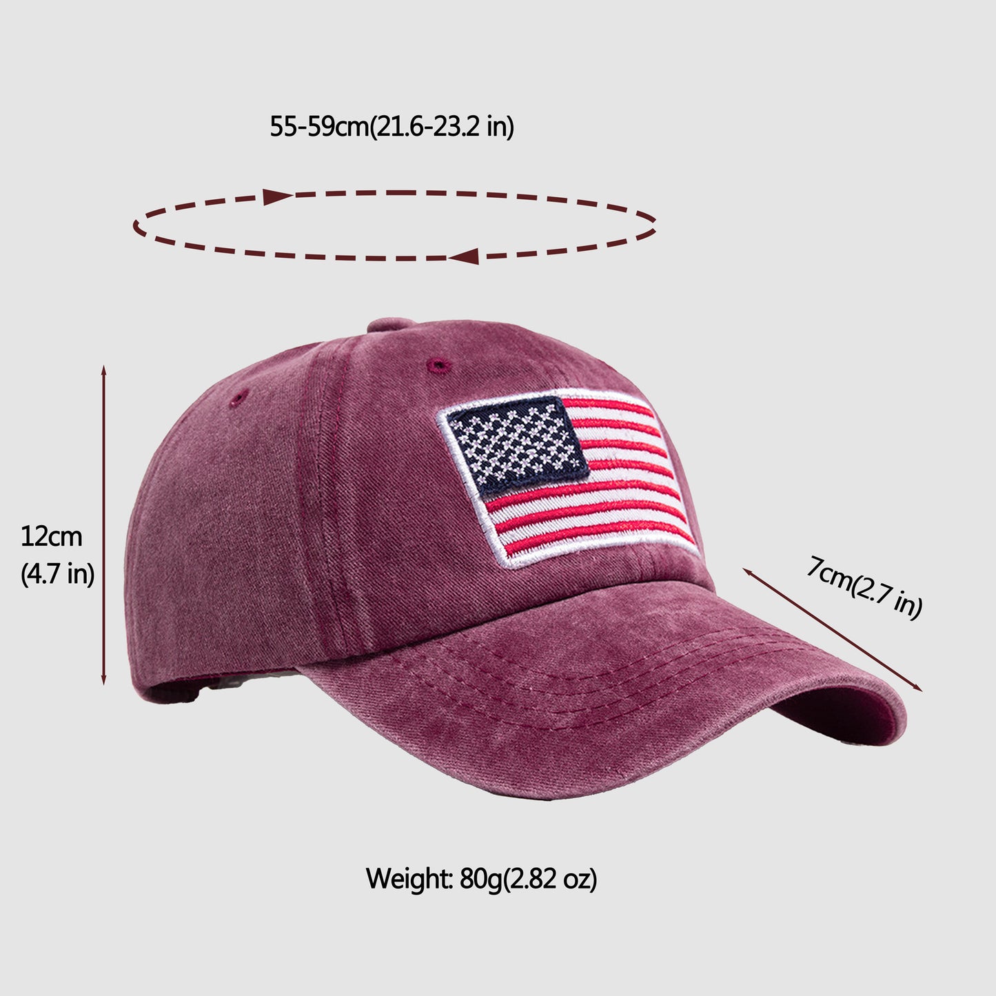 Unisex Vintage Baseball Cap with USA Flag Patch