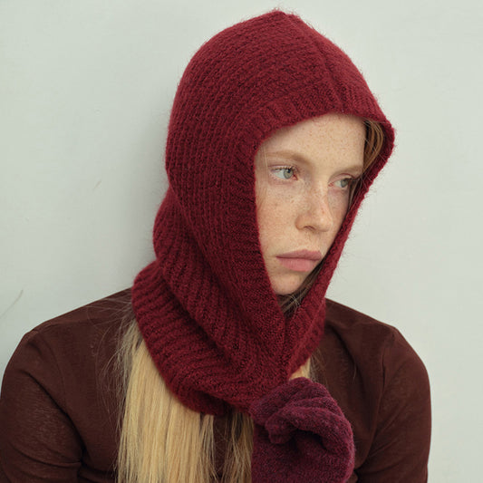 Ribbed Knit Balaclava Hood with Soft Cozy Texture