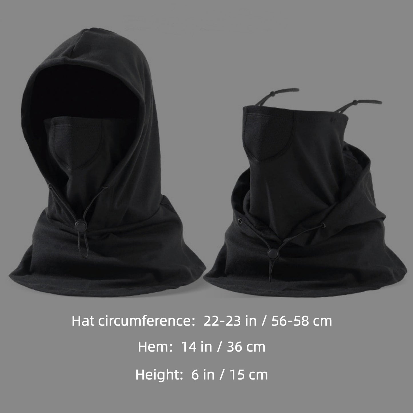 Unisex Lightweight Hooded Neck Gaiter with Adjustable Drawstring and Breathable Mesh Face Panel