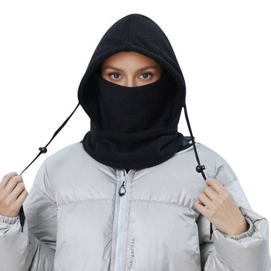 Unisex Quilted Thermal Hood with Adjustable Drawstrings and Face Cover