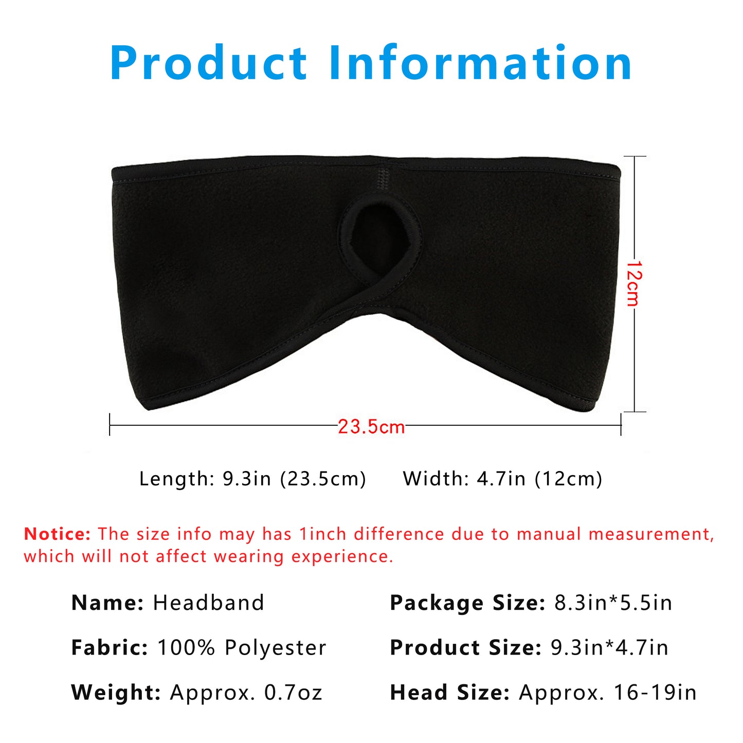 Ponytail Fleece Headband Winter Ear Warmer Moisture-Wicking Windproof for Running Outdoor Sports