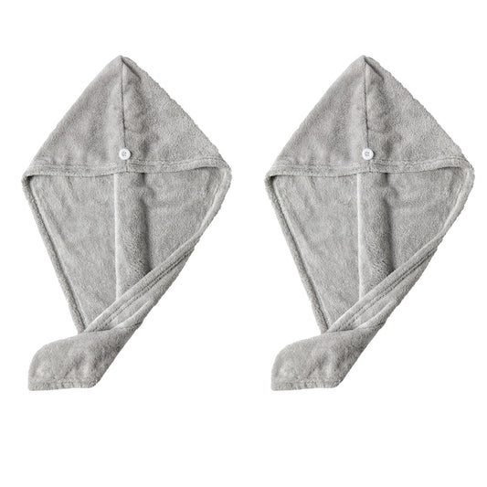 2 Pack Solid Hair Drying Towel Turban Absorbent Soft Quick Dry Hair Wrap