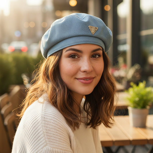 Denim Beret Hat Lightweight Structured Fit Soft Fabric Classic Style