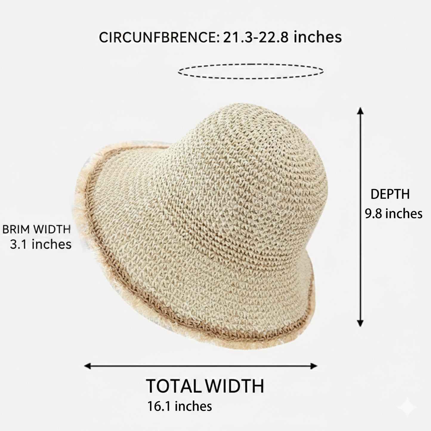 Packable Straw Sun Hat Breathable Summer Beach Travel Hat