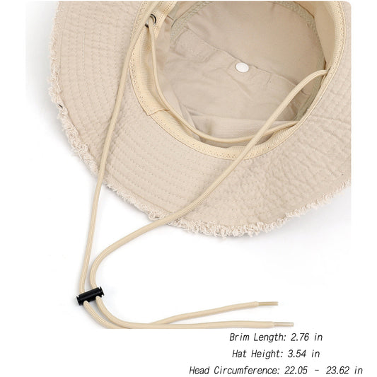 Wide Brim Bucket Hat Adjustable Chin Strap Sun Hat Foldable Packable Outdoor Hat