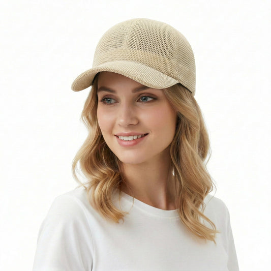 Women Straw Baseball Cap Lightweight Breathable Sun Hat Casual Summer Visor Hat