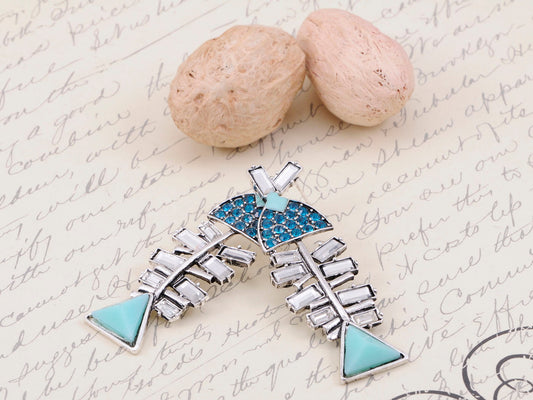 Geometric Shape Blue Fish Body Earrings