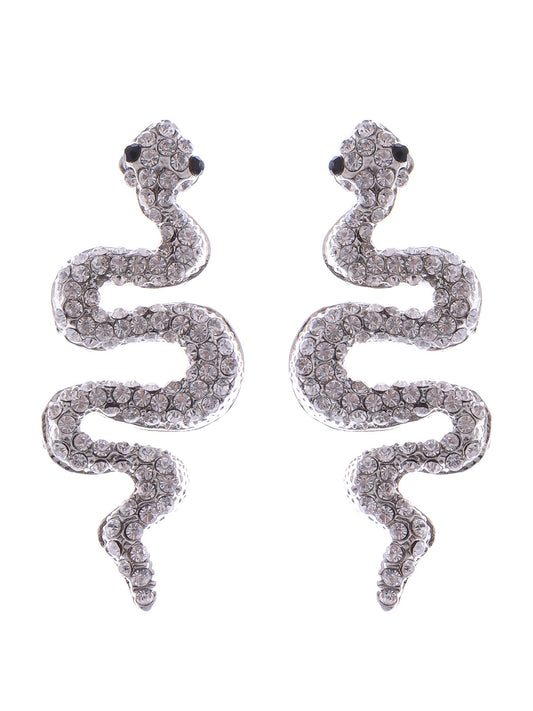 Slithering Serpent Egyptian Cleopatra Ice Bling Stud Earrings