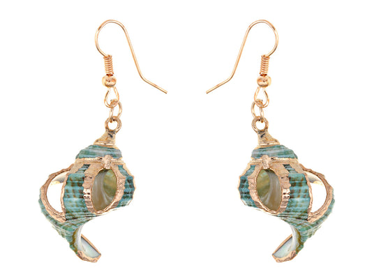 Multicolor Accent Ocean Seashell Couch Mermaid Sea Witch Drop Dangle Earrings