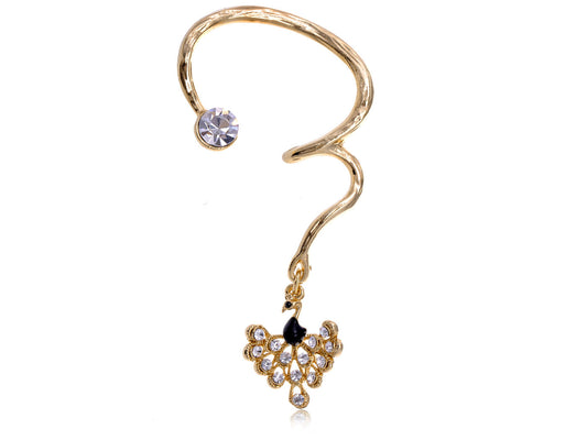 Mini Peacock Encrusted Tail Earring Ear Cuff