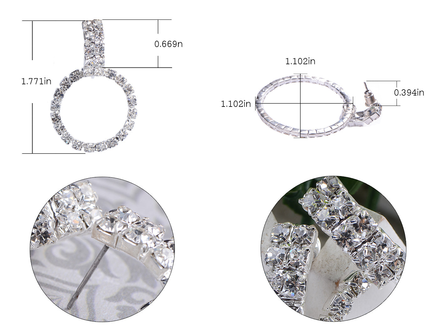 Round Circle Shape Elements Stud Earrings