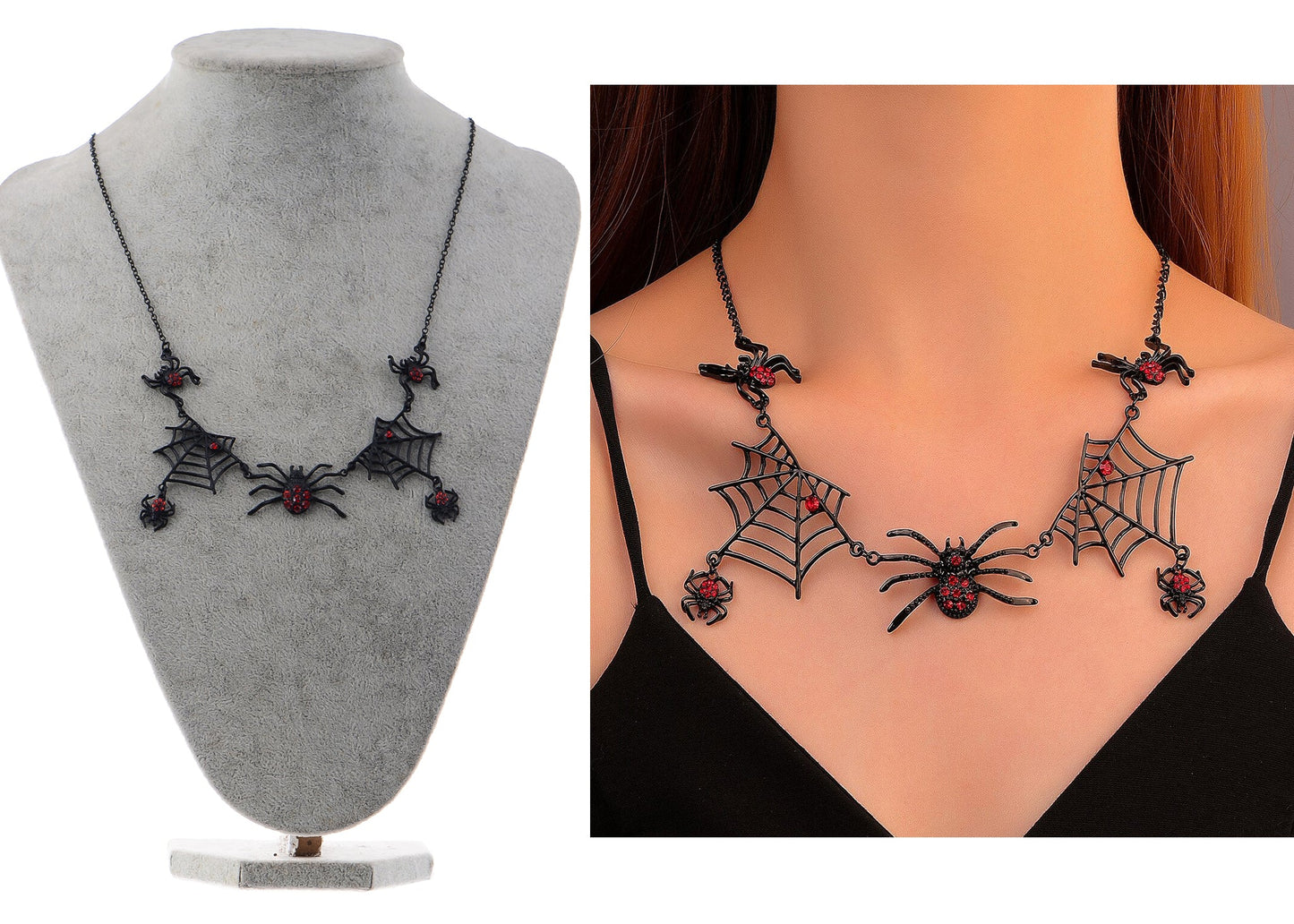 Alilang Halloween Crystal Rhinestones Spider Black Earrings Dangle Drop Witch Earrings Festival Bat Jewelry