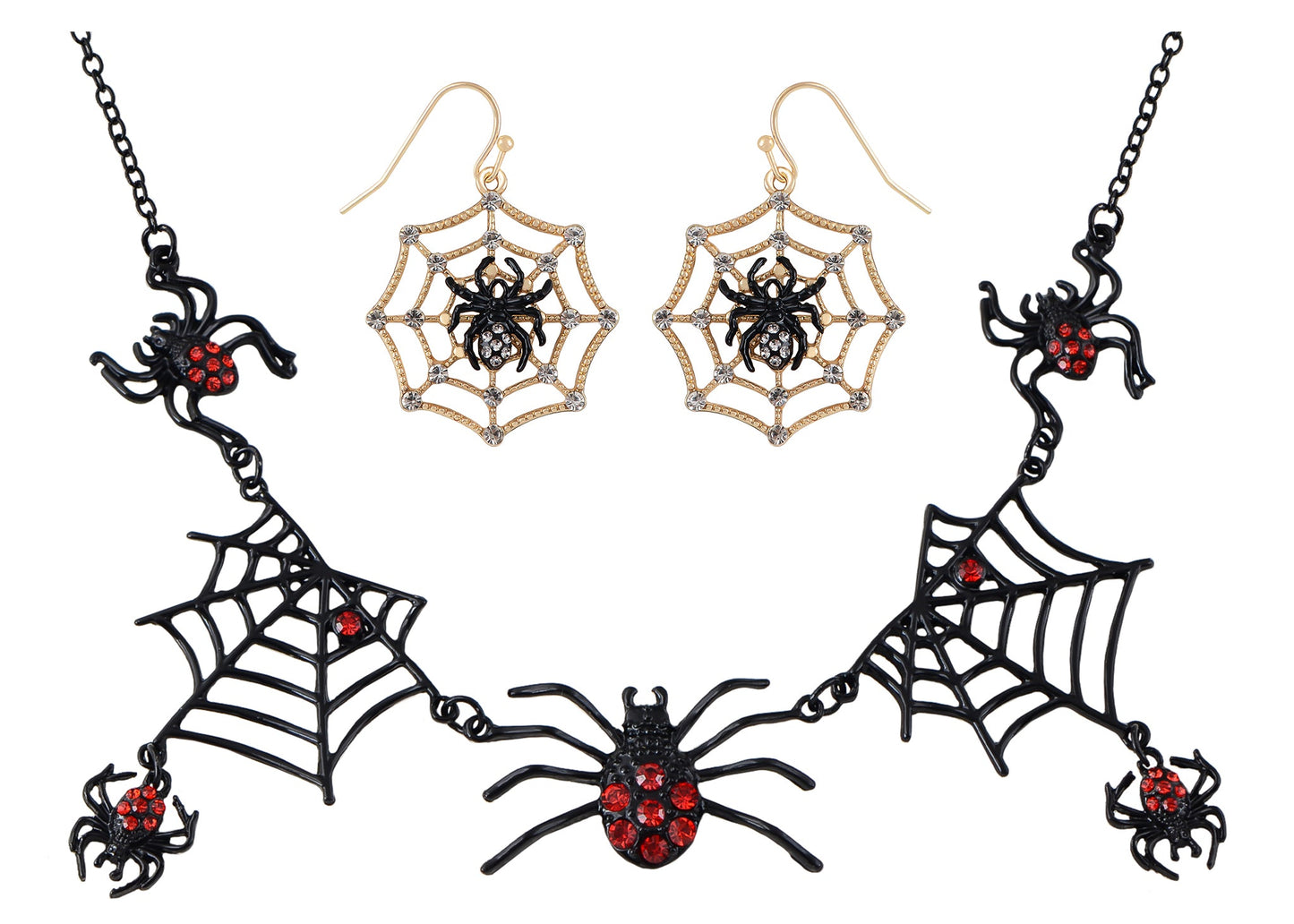 Alilang Halloween Crystal Rhinestones Spider Black Earrings Dangle Drop Witch Earrings Festival Bat Jewelry