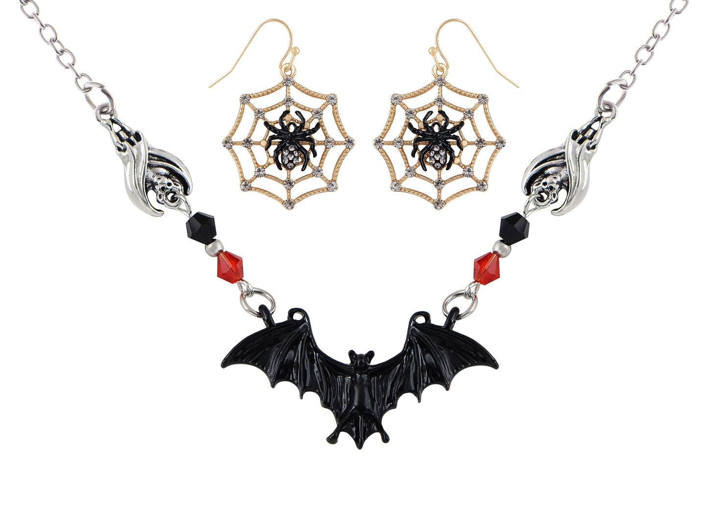 Alilang Halloween Crystal Rhinestones Spider Black Earrings Dangle Drop Witch Earrings Festival Bat Jewelry