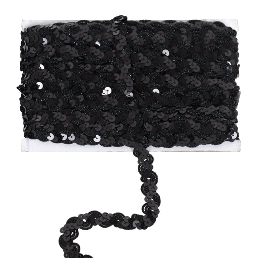 Sequin Braid Trim, 0.6 Inch Wave Sequin Strip, Glitter Metallic Paillette Sequin Ribbon, DIY Sewing Embellishment, 27 Yards