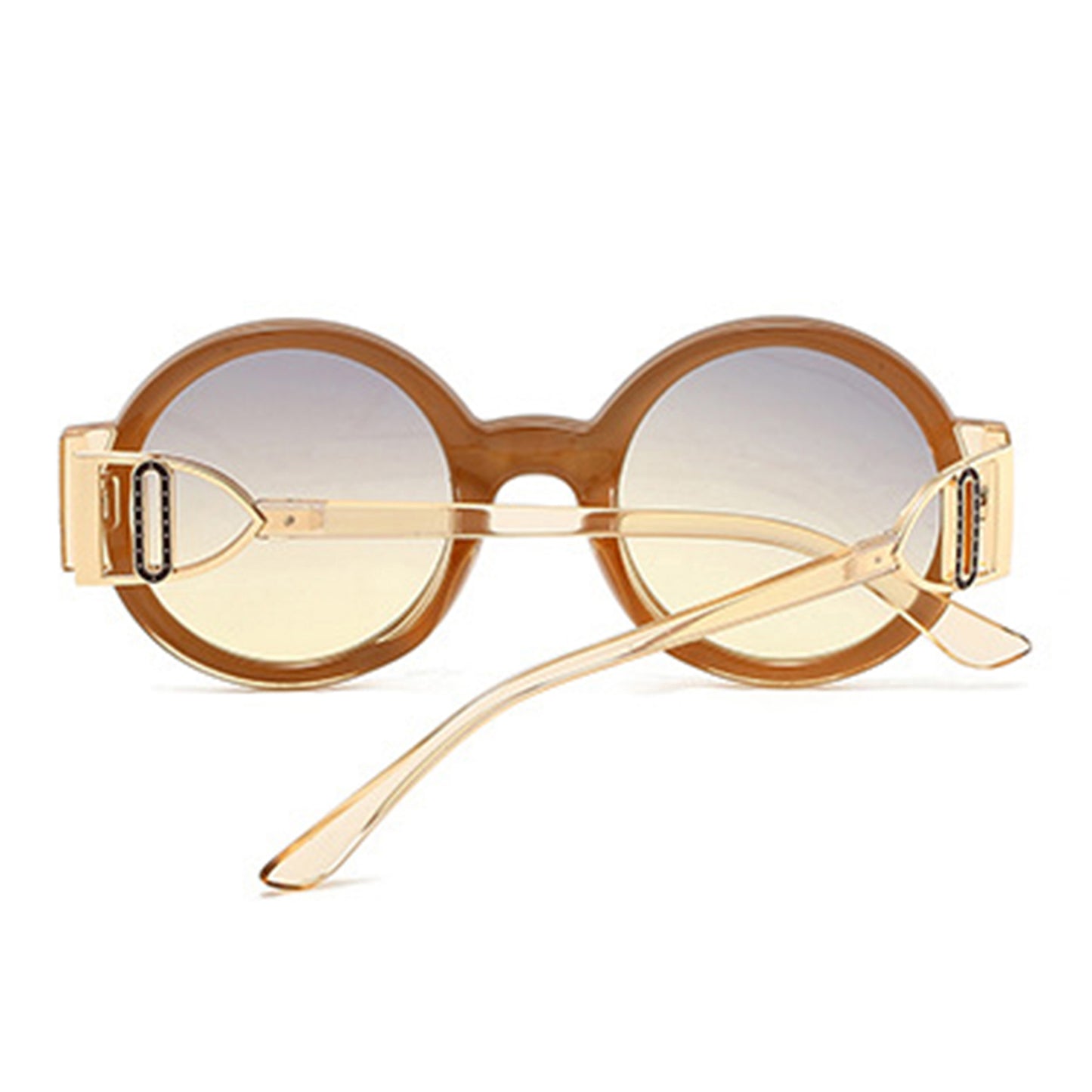 Round Frame Sunglasses with Gold Temple Hardware and UV400 Lenses for Retro Modern Style