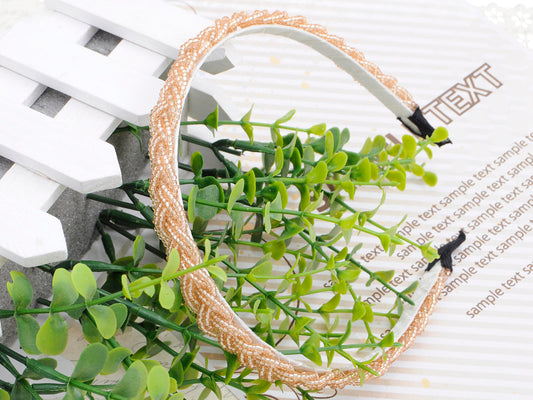 Fancy Princess Style Braided Bead White Hair Piece Headband