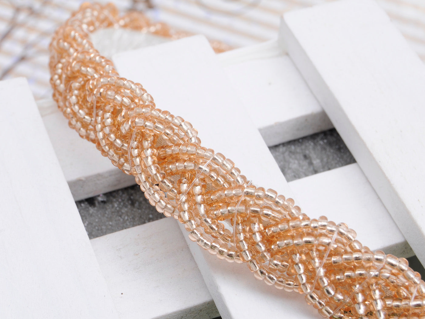 Fancy Princess Style Braided Bead White Hair Piece Headband