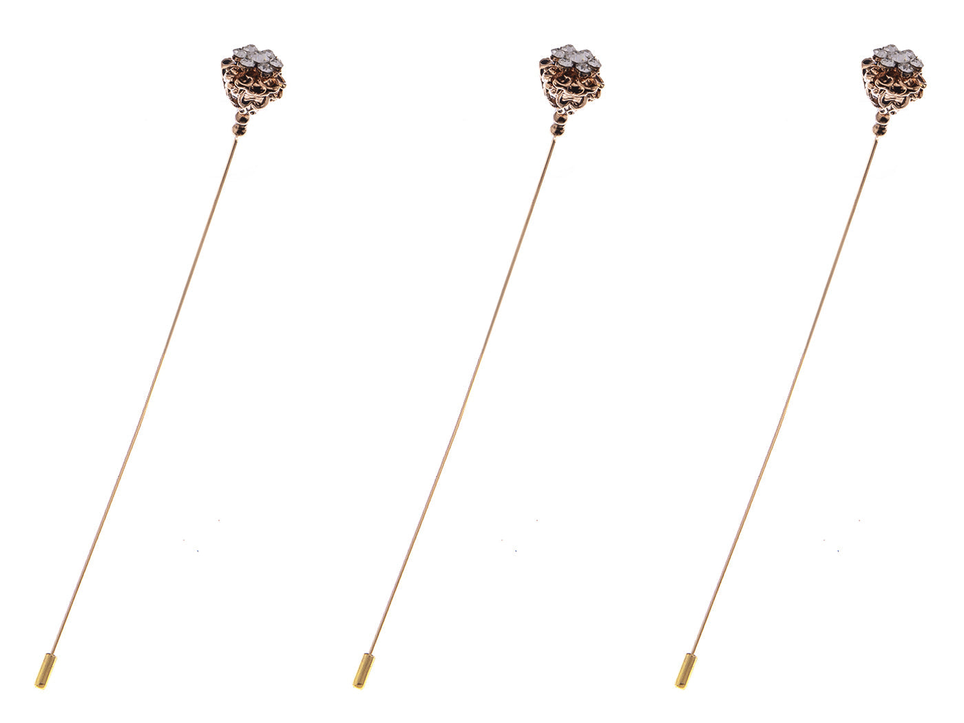 Long Hat Pin Black Retro Hollow Out Design Stick Pin Vintage Style Galvanized Alloy