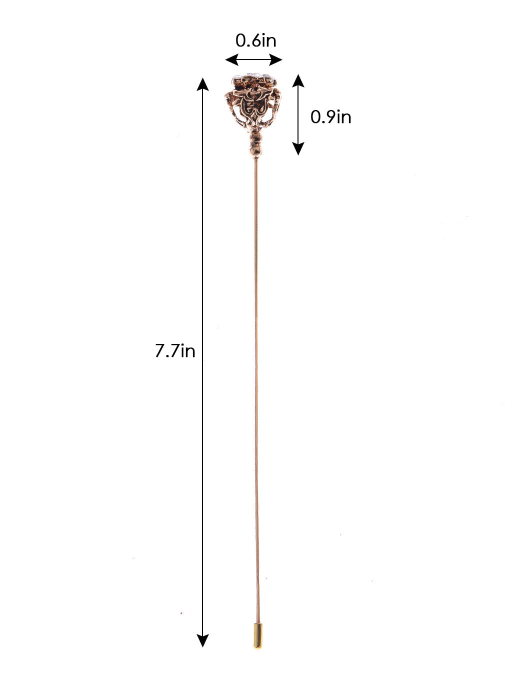 Long Hat Pin Black Retro Hollow Out Design Stick Pin Vintage Style Galvanized Alloy