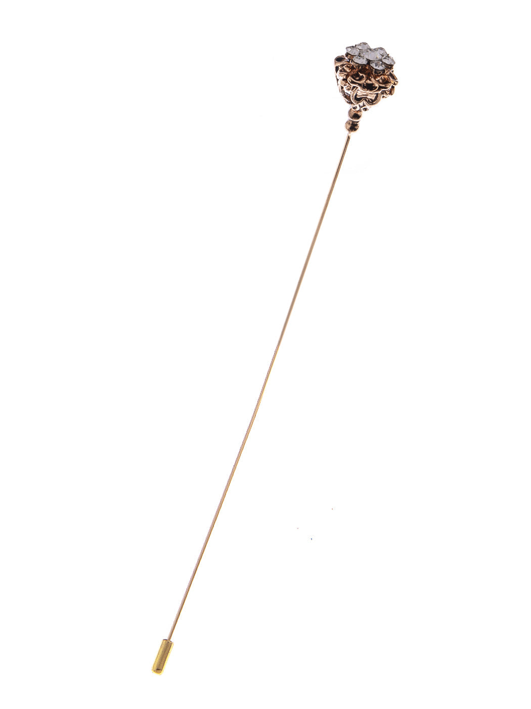 Long Hat Pin Black Retro Hollow Out Design Stick Pin Vintage Style Galvanized Alloy