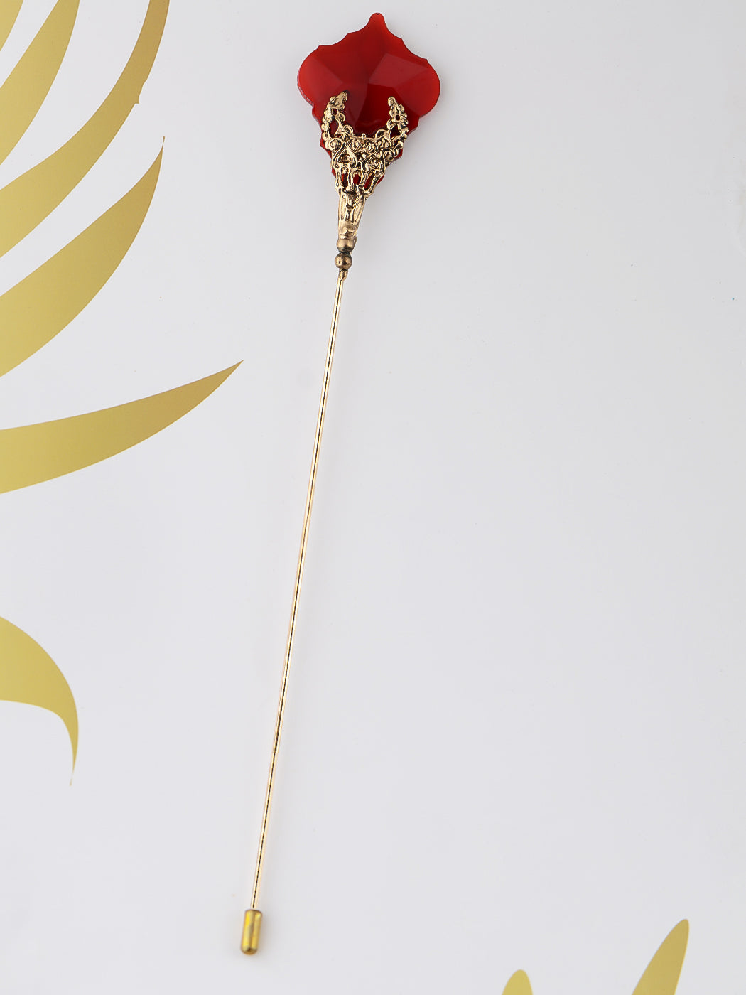Women's Hat Pin Golden Retro Hollow Out Design Inlaid with Synthetic Emerald stone Stick Pin/Suit Pin for Men/Women