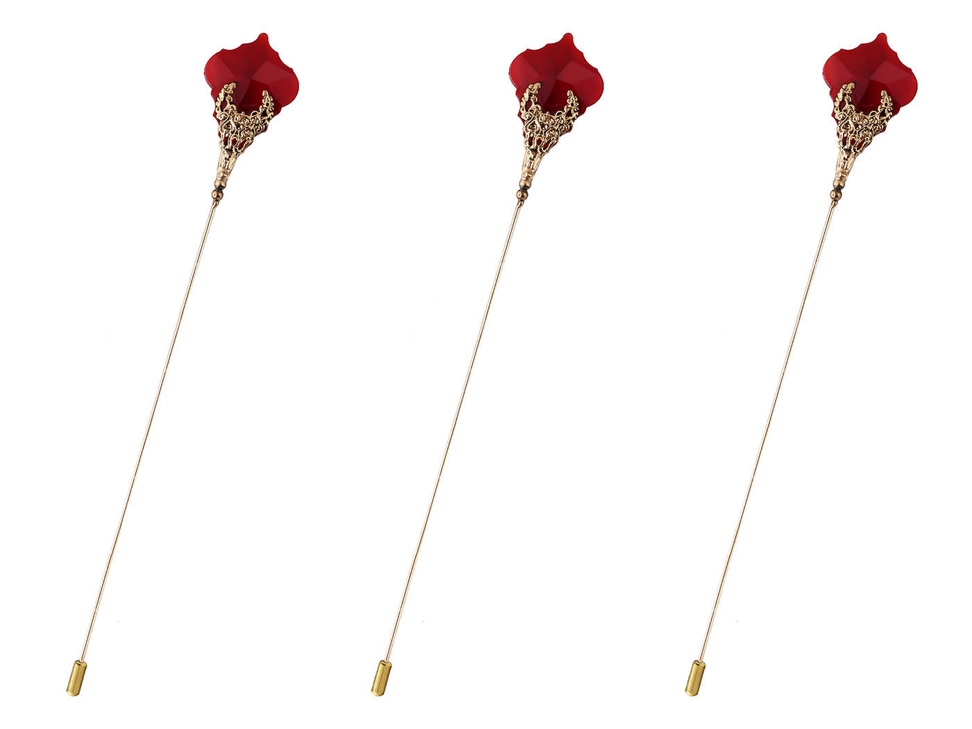 Women's Hat Pin Golden Retro Hollow Out Design Inlaid with Synthetic Emerald stone Stick Pin/Suit Pin for Men/Women