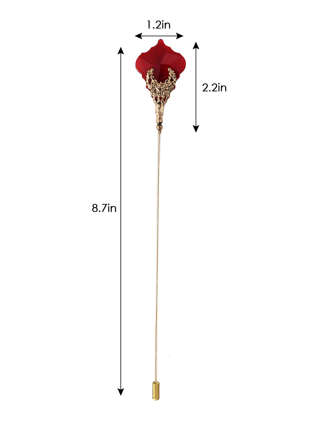 Women's Hat Pin Golden Retro Hollow Out Design Inlaid with Synthetic Emerald stone Stick Pin/Suit Pin for Men/Women