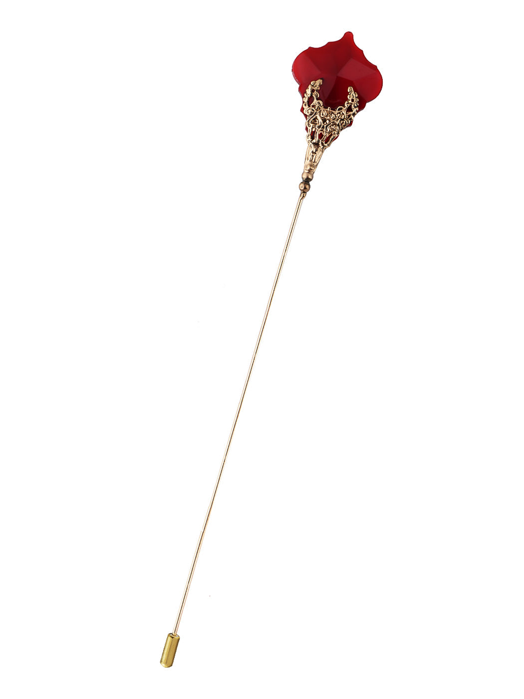 Women's Hat Pin Golden Retro Hollow Out Design Inlaid with Synthetic Emerald stone Stick Pin/Suit Pin for Men/Women