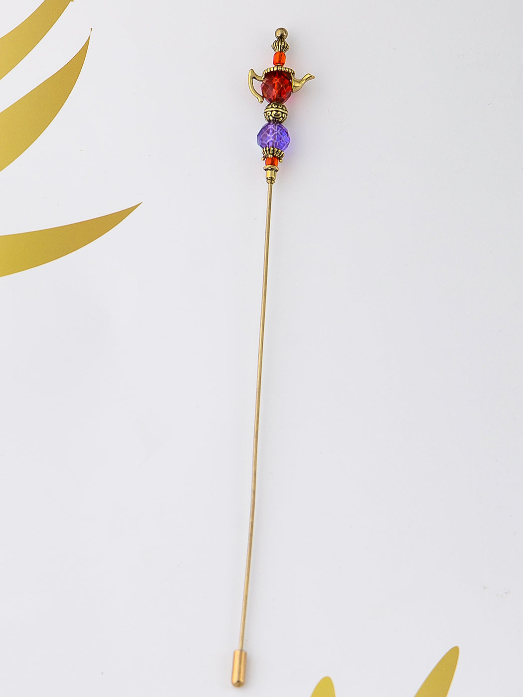 Women's Hat Pin Golden Retro Hollow Out Design Inlaid with Synthetic Emerald stone Stick Pin/Suit Pin for Men/Women