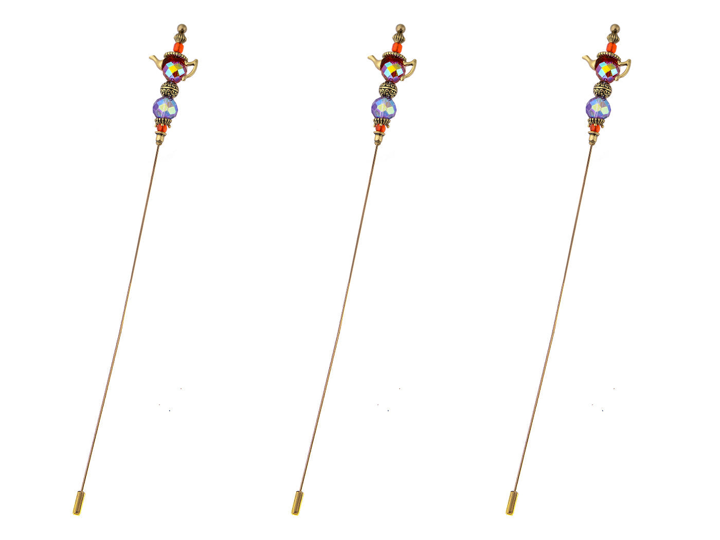 Women's Hat Pin Golden Retro Hollow Out Design Inlaid with Synthetic Emerald stone Stick Pin/Suit Pin for Men/Women