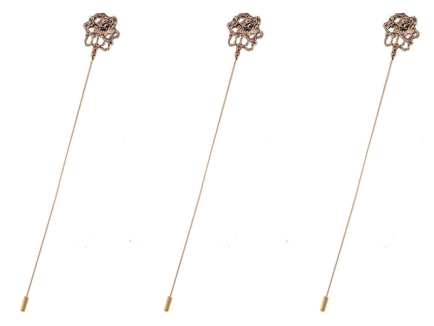 Long Hat Pin Black Retro Hollow Out Design Stick Pin Vintage Style Galvanized Alloy