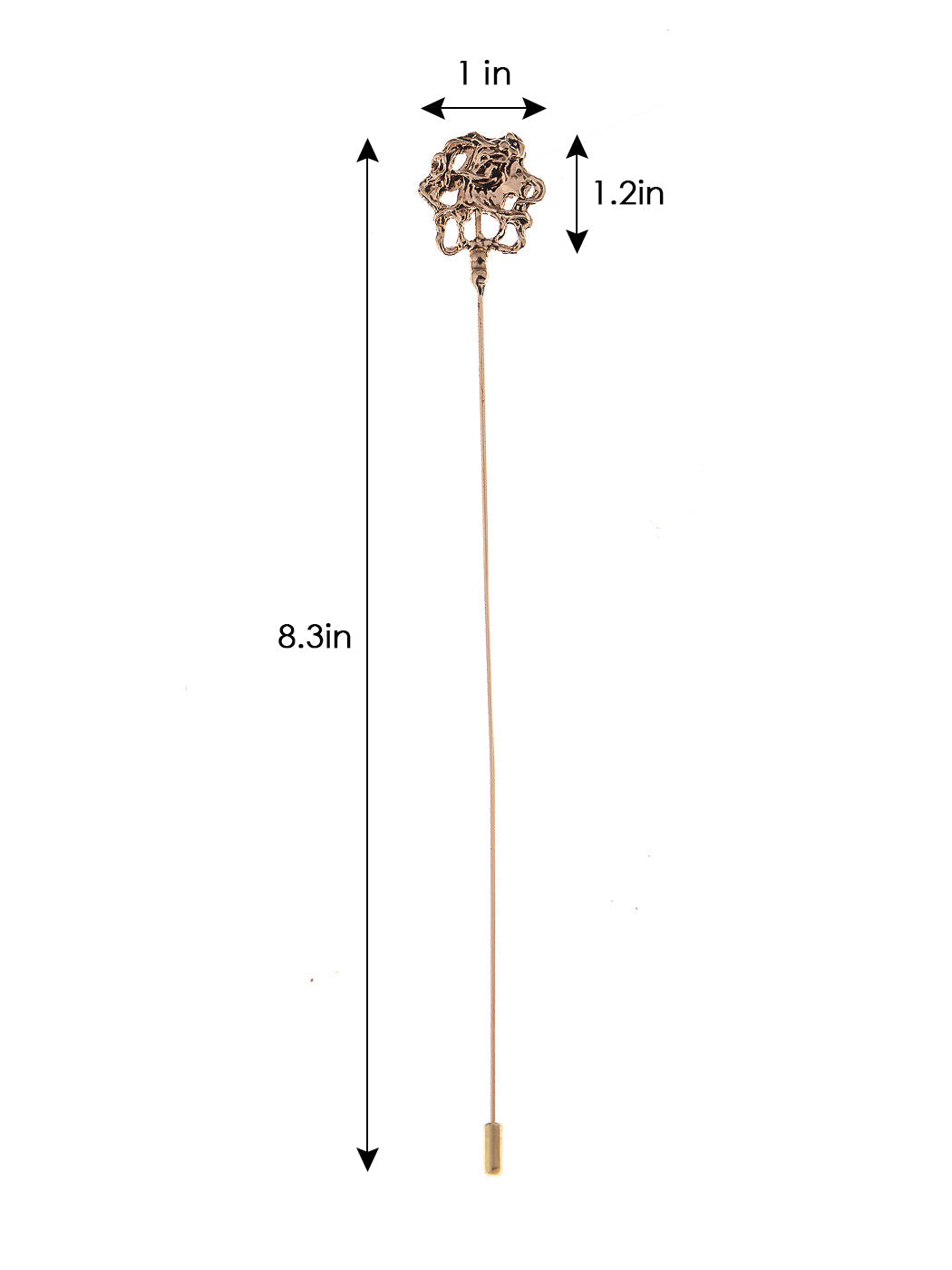Long Hat Pin Black Retro Hollow Out Design Stick Pin Vintage Style Galvanized Alloy