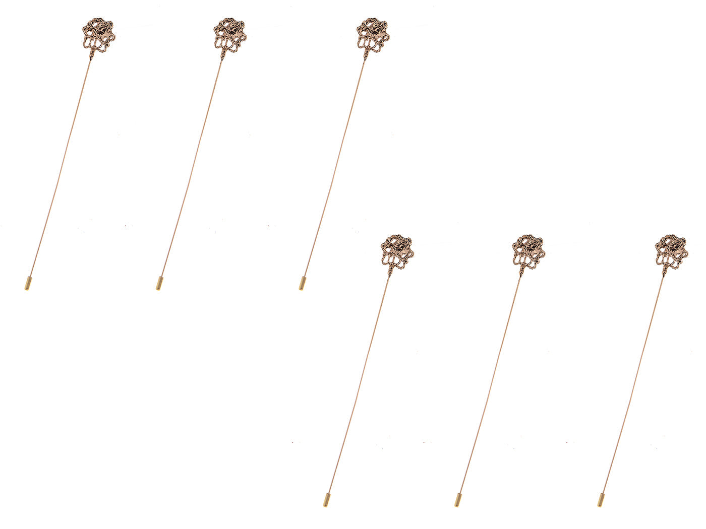 Long Hat Pin Black Retro Hollow Out Design Stick Pin Vintage Style Galvanized Alloy
