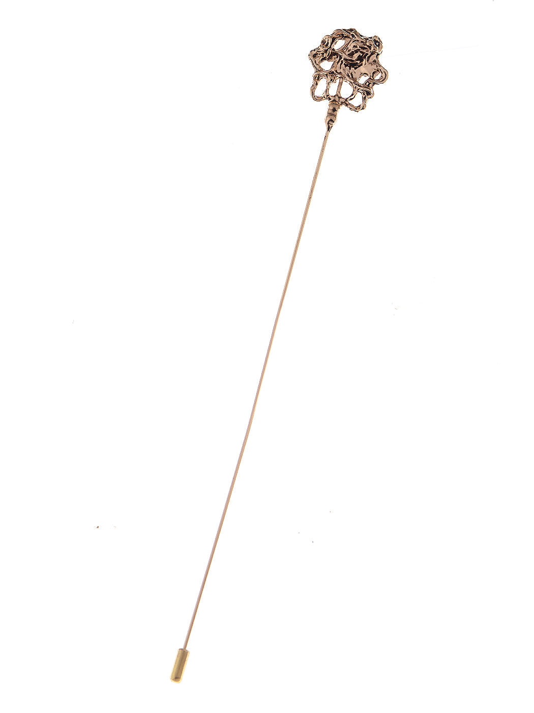 Long Hat Pin Black Retro Hollow Out Design Stick Pin Vintage Style Galvanized Alloy