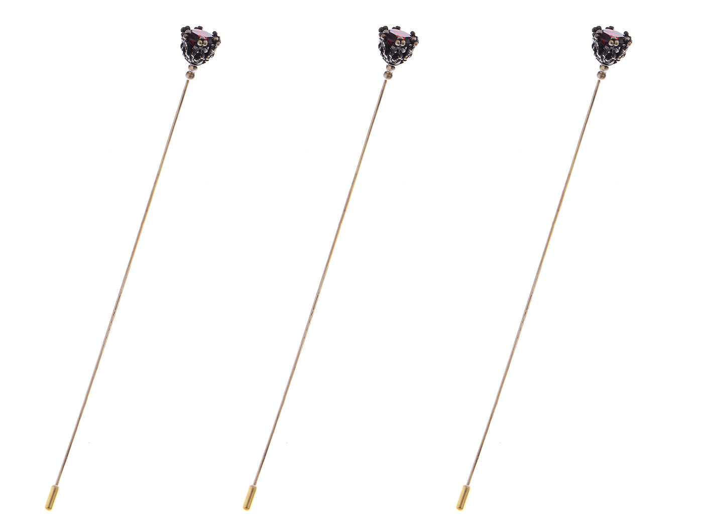 Long Hat Pin Black Retro Hollow Out Design Stick Pin Vintage Style Galvanized Alloy