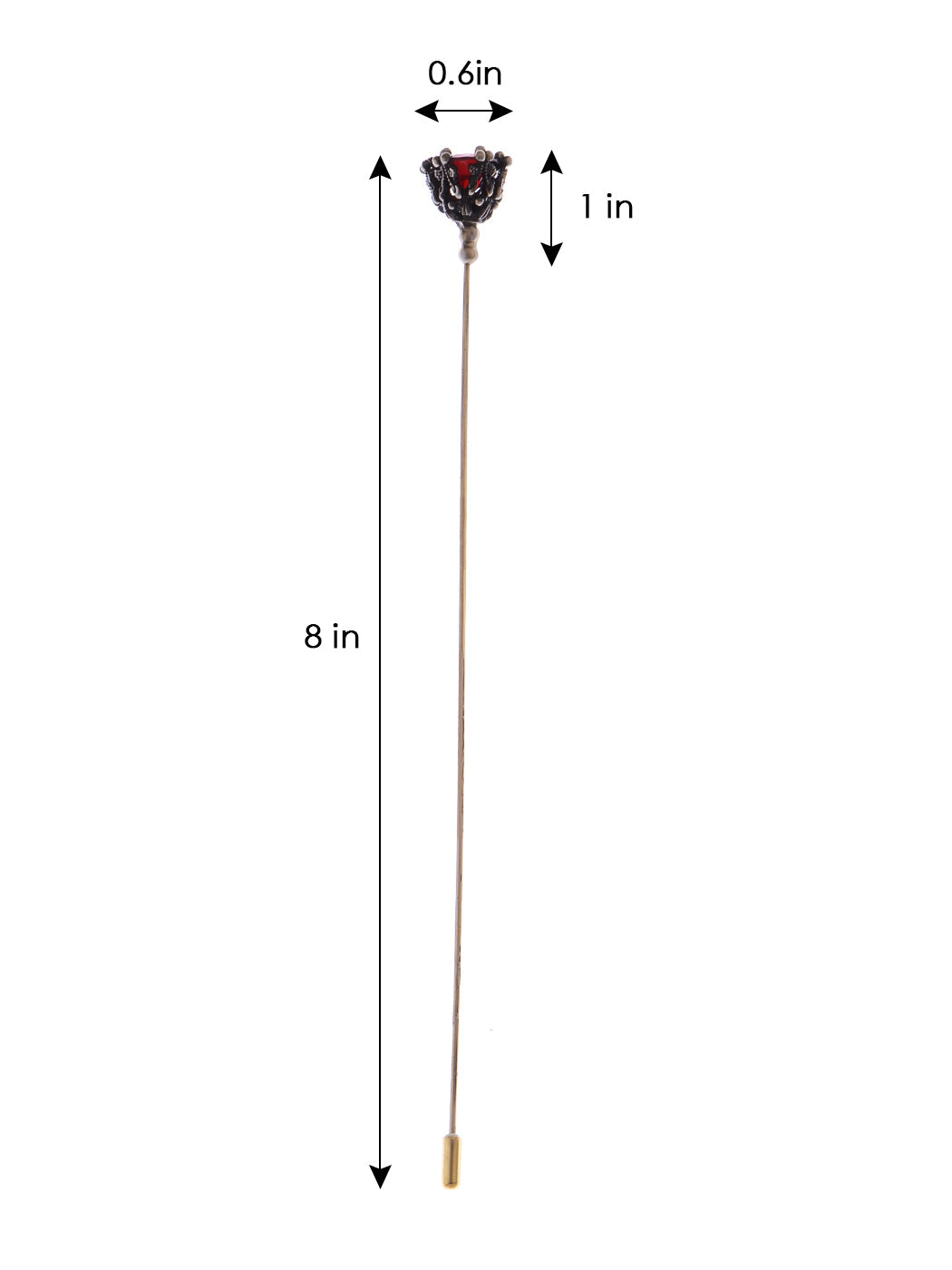 Long Hat Pin Black Retro Hollow Out Design Stick Pin Vintage Style Galvanized Alloy